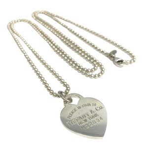 TIFFANY Co to Necklace Choker Heart Ball Chain Pendant Sterling Silver